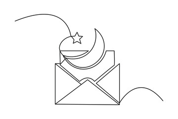 Fototapete - Star icon continuous one line drawing