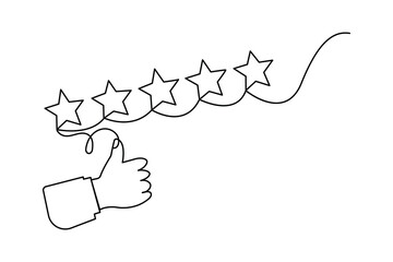 Fototapete - Star icon continuous one line drawing
