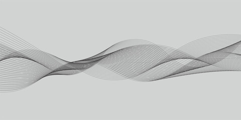 Poster - Abstract wavy grey blend liens technology abstract lines on white background. Digital frequency track equalizer. Vector illustration, Wavy stylized it make using blend tool.