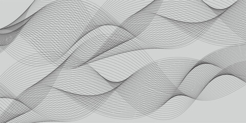 Poster - Abstract wavy grey lines stream element for design on gray background. You can use for Web, Wallpaper, Template, Desktop background, Business banner, poster design.