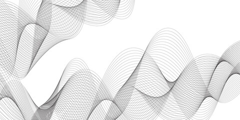 Poster - abstract wavy technology curve lines on transparent background isolated. grey wave swirl, frequency 