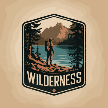 Vintage Retro Vector Adventure Logo, Badge Logo, Hiking Logo, Wilderness Logo