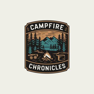 Vintage Retro Vector Adventure Logo, Badge Logo, Hiking Logo, Wilderness Logo