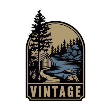 Vintage Retro Vector Adventure Logo, Badge Logo, Hiking Logo, Wilderness Logo