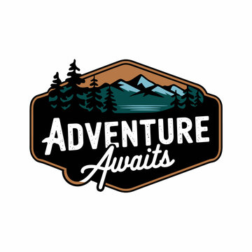 Vintage Retro Vector Adventure Logo, Badge Logo, Hiking Logo, Wilderness Logo
