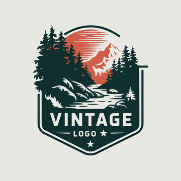Vintage Retro Vector Adventure Logo, Badge Logo, Hiking Logo, Wilderness Logo