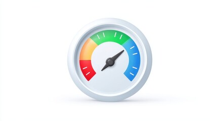 Poster - Gauge with colored indicators for measurement, featuring a white circular design and a central needle.