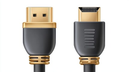 Poster - High-quality USB and HDMI connectors showcasing sleek design and metallic accents for modern technology applications.