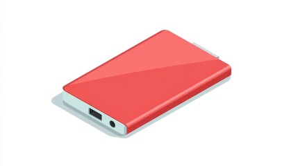 Poster - A sleek, modern red device with a minimalist design, showcasing a smooth finish and subtle details, ideal for technology enthusiasts.