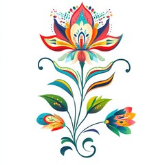Fototapete - Floral colorful illustration design on white background