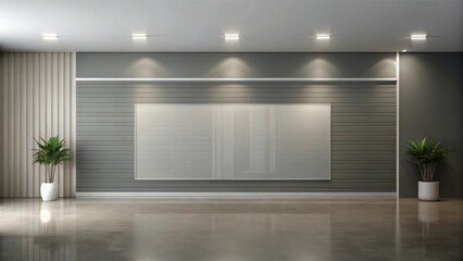 Poster - Modern Minimalist Interior Design with Blank Wall Panel and Polished Floor for Advertisement
