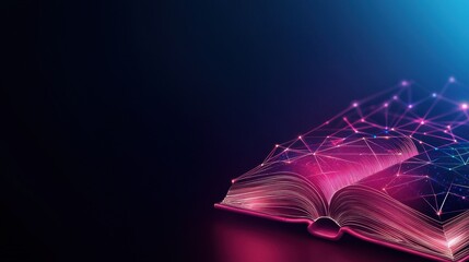 Poster - Artificial intelligence creating an E-book Concept, Abstract Digital Ebook Cover Design with Glowing Lines and Geometric Patterns on Dark Background