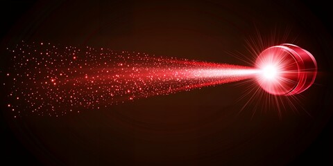 Poster - Red Laser Beam Light Effect Glowing Sparkles Abstract Background Digital Technology Futuristic Design This image is perfect for science fiction backgrounds or technological presentations