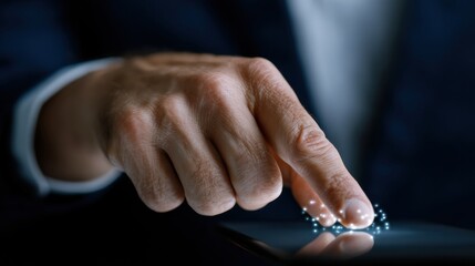 Aufkleber - A hand is pointing at a screen with a glowing dot
