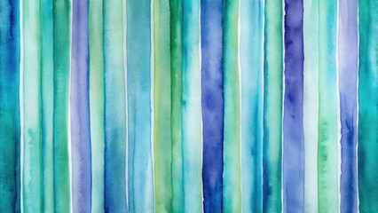 Leinwandbilder - Abstract Watercolor Vertical Stripes in Cool Hues A Serene and Soothing Textural Background