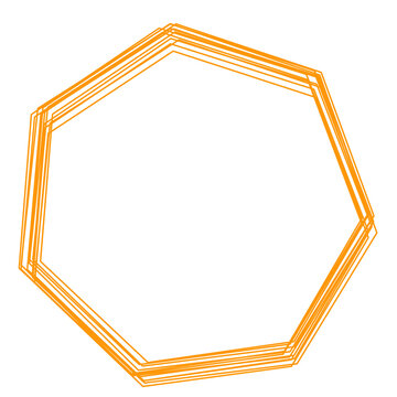 Heptagon Line Marking Illustration Doodle Highlights That Can Be Used For Sticker, Icon, Decorative, etc. | Marker circle with orange color