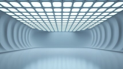 Poster - Ceiling Grandeur Concept, Futuristic Museum Interior with Illuminated Ceiling and Sleek Design in a Modern Exhibition Space