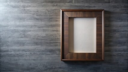 Aufkleber - Empty wooden frame against a textured gray background, perfect for adding your own design or photograph.  A stylish and minimalist presentation for your creative work.