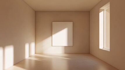 Poster - Modern minimalist room with empty frame.