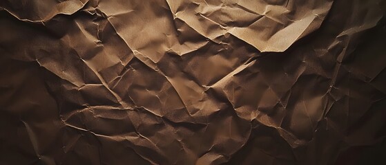 Poster - Closeup of an abstract weathered crumpled brown paper texture with a rustic recycled and eco friendly aesthetic