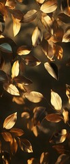 Poster - A lush natural backdrop featuring a beautiful arrangement of overlapping golden and brown autumn leaves creating a warm and serene atmosphere