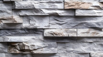 Poster - Detailed and textured stone wall with a natural layered pattern creating an earthy and architectural background