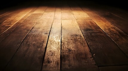 Poster - A warm and rustic wooden floor with dramatic lighting creating a cozy and inviting atmosphere in the room