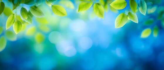 Poster - peaceful and serene abstract image featuring a blurred focus on lush mint green leaves with a soft b