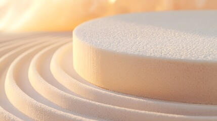 Poster - Abstract Beige Circular Platform with Soft Textures and Subtle Lighting