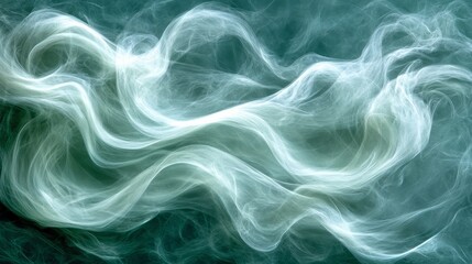 Aufkleber - Ethereal Smoke in Teal Depths: A mesmerizing abstract composition of flowing, translucent smoke gracefully dances against a backdrop of tranquil teal hues.