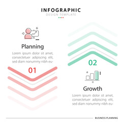 Fototapete - Business infographic template. 2 Step timeline journey. Process diagram, 2 options on white background, Infograph elements vector illustration.