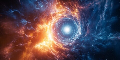 Aufkleber - A stunning cosmic scene with swirling blue and orange colors. This image captures the essence of space and energy. Perfect for sci-fi themes and creative projects. AI