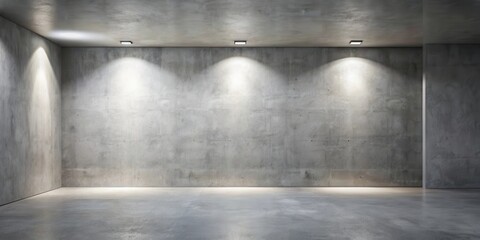 Aufkleber - Empty Industrial Room with Concrete Walls and Polished Floor, Illuminated by Recessed Lighting