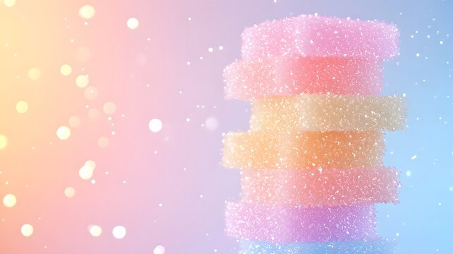 Abstract Pastel Cube Mesh Melting into Smooth Gradient