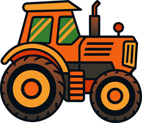 cartoon tractor vector illustration used in agriculture guides kids learning tools or equipment prom