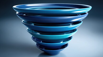 Poster - Unique blue spiral object symbolizing smart conversion scaffold concept for logic-built business funnel strategies