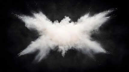Poster - Abstract White Dust Cloud Burst on Black Background