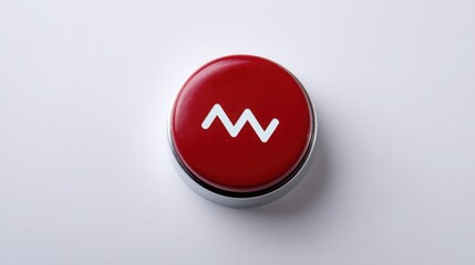 Poster - Red button with white letter m depicting smart stop-loss placement icon concept for protecting capital in finance