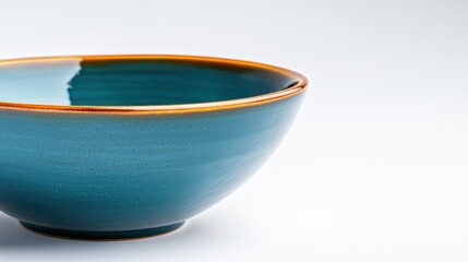 Poster - Ceramic Glaze Unique Concept, Close-Up of a Ceramic Bowl with Metallic Luster and Smooth Finish in Elegant Teal Color