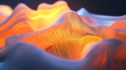 Poster - Futuristic Parametric Abstraction with Illuminated Patterns in Vibrant Digital Art