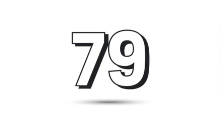 Poster - Graphic representation of the number seventy-nine in a minimalist design on white background