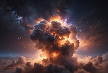 Wall Mural - intricate cosmic dust clouds, vibrant starlight , nebula, universe