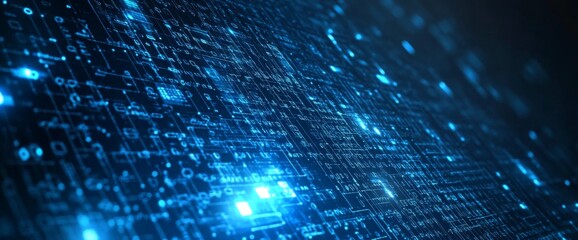 Aufkleber - Blue background with diagonal lines and glowing elements for a technology or business concept. dark blue background.