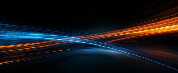 Aufkleber - Digital background featuring blue and orange light streaks with the Earth in focus, representing global connectivity and technology, with space for text or product display.