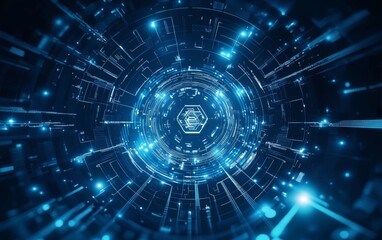 Aufkleber - Abstract light blue background with hexagons and technology elements for business presentation. a futuristic design of science and innovation.
