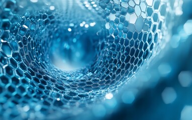 Aufkleber - Abstract light blue background with hexagons and circles for technology, science, or medical presentation design. Abstract tech banner template.
