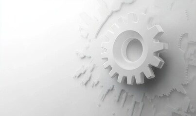 Aufkleber - Abstract gray and white background with a gear, circle, and binary code vector, a tech digital technology concept for banner design or business presentation
