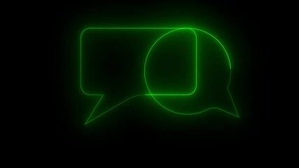 Poster - Glowing neon message icon with black background