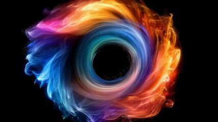 Poster - Vibrant whirlpool of colors creating mesmerizing abstract art in a dark background setting