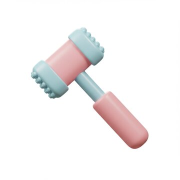 Pink and Blue Pastel 3D Rendered Meat Mallet